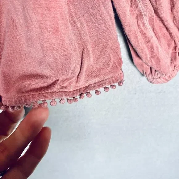 Pol Top Womens S Peach Cotton Blouse Costal Cowgirl Boho Fringe - Picture 3 of 13